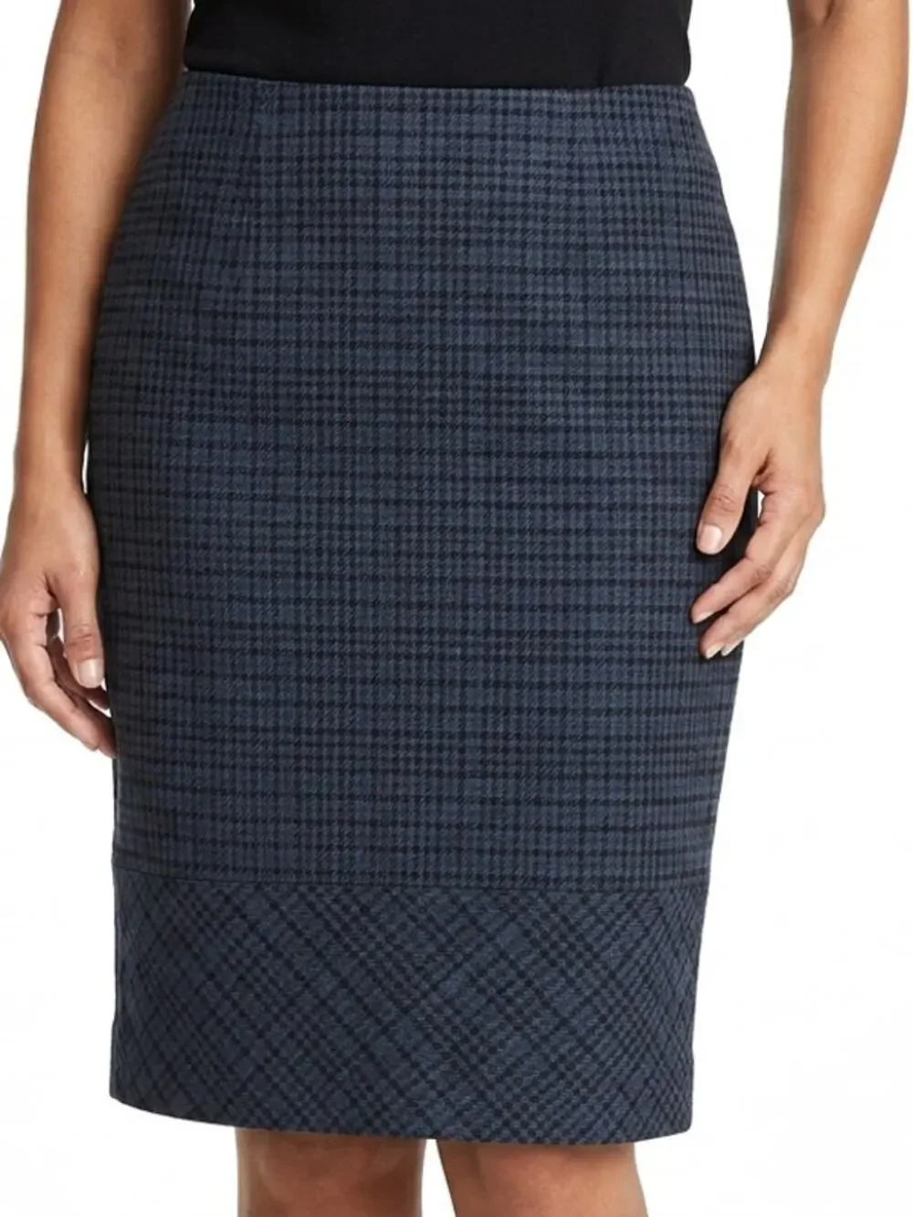 Brooks Brothers Cotton Blend Blue Pencil Knee Length Skirt Women Size 6P